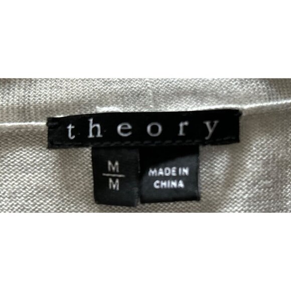 THEORY Cardigan Silk Blend Heather Gray Open Front Knitted Size Med - Picture 6 of 10